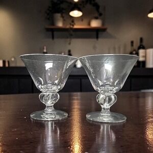 Swedish Astrid Lobed Stem Champagne Glasses, Set of 2, Vintage Sherbet Glassware